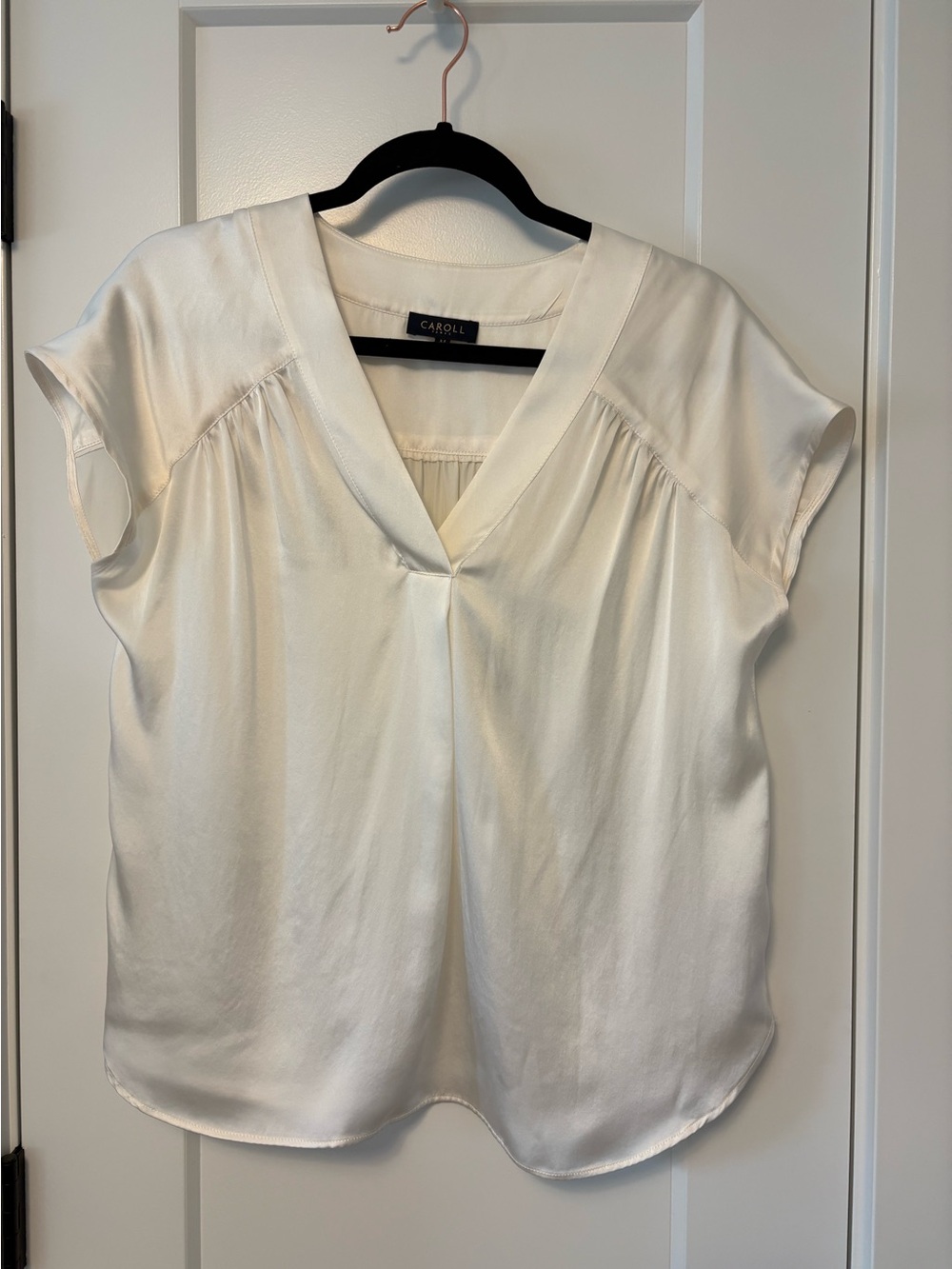 Caroll Paris 100% Silk V-Neck Blouse - Size M